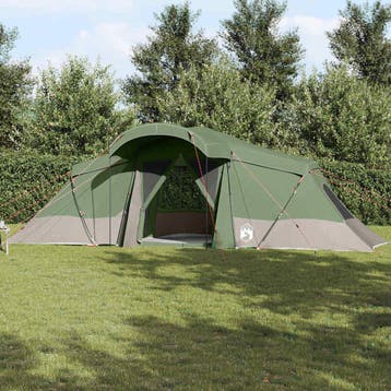 vidaXL Gezinstent 6-persoons Groen en Grijs Polyester en, Verzenden, Nieuw, Tot en met 2