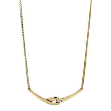 Gouden choker met diamant 42 cm 14 karaat, Verzenden, Zo goed als nieuw, Goud, Met hanger
