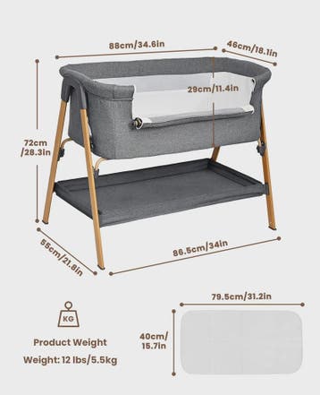 2-in-1 Baby Co-sleeper met Nachtlade en Ademend Mesh - Donke, Verzenden, Nieuw