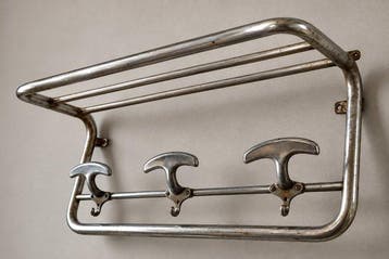 Bauhaus Style – German Industrial Wall Coat & Hat Rack –