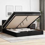vidaXL Bed poef met matrassen en LEDs 180x200cm kunstleer, Overige materialen, Eenpersoons, Verzenden, Zwart