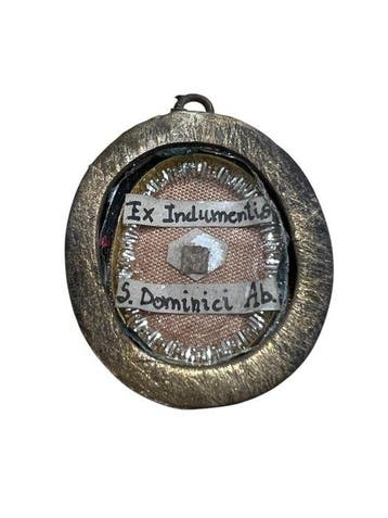 Reliekhouder - Brons, Gouden cartouche, Glas, Textiel - 20e