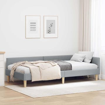 vidaXL Hoekbedframe Lichtgrijs 90 x 190 cm Stof, Huis en Inrichting, Verzenden, Nieuw, Stof