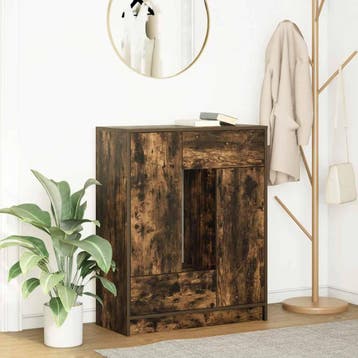 vidaXL Dressoir met lades en deuren 73x31x90 cm gerookt, Verzenden, Nieuw, Overige houtsoorten