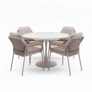 Monza Flair dining tuinstet 5-delig latte 120xH75cm, Ophalen of Verzenden, Nieuw