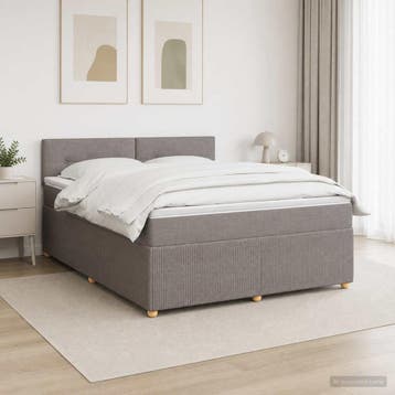 vidaXL Boxspringbed met matras met hoofdeinde Taupe 180 x, Verzenden, Nieuw