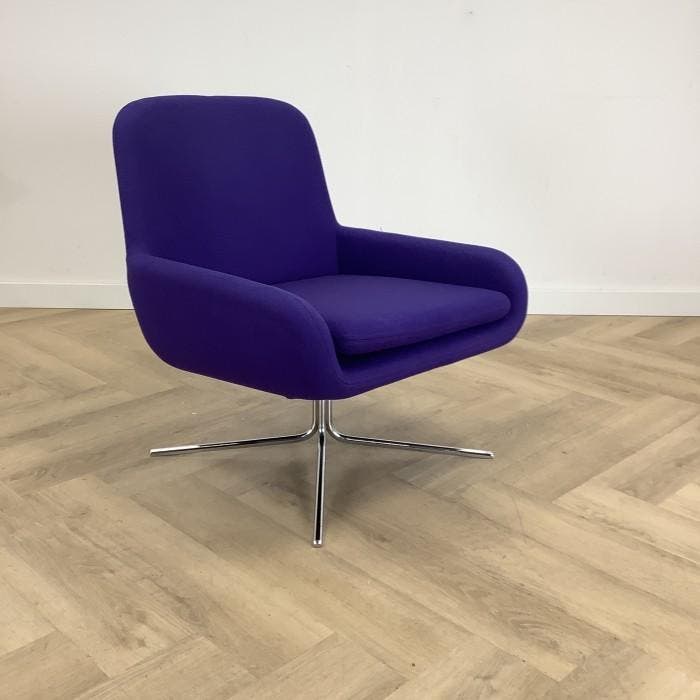 Softline Coco draaifauteuil Deens design, paars - chroom, Huis en Inrichting, Stoelen, Eén, Gebruikt, Stof, Ophalen of Verzenden