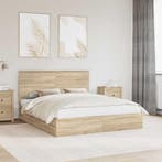 vidaXL Opslag bed met lade Sonoma Eiken 160 x 200 cm Bewerkt, Verzenden, Nieuw, Bruin, Hout