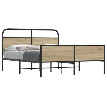 vidaXL Bedframe zonder matras metaal gerookt eikenkleurig, Huis en Inrichting, Eenpersoons, Verzenden, Nieuw, 80 cm