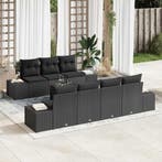 vidaXL Tuinbankenset met opslag 8 pcs Zwart poly rattan, Verzenden, Nieuw, Rotan