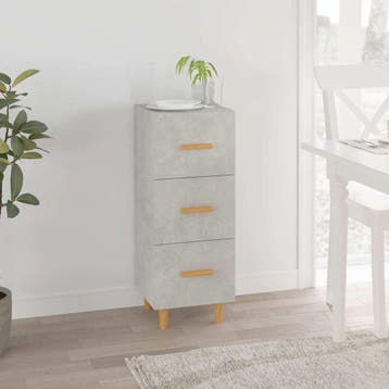 vidaXL Dressoir 34,5x34x90 cm bewerkt hout betongrijs, Huis en Inrichting, Kasten | Dressoirs, Minder dan 50 cm, Verzenden, Nieuw