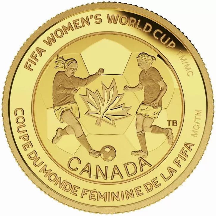 Gouden Canada 1/4 oz 75 Dollar 2015 FIFA Womens World Cup, Postzegels en Munten, Munten | Amerika, Noord-Amerika, Losse munt, Goud