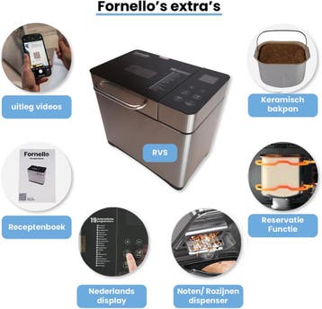 Fornello Supremo Broodbakmachine - Uitlegvideos - Bakpan, Ophalen of Verzenden, Zo goed als nieuw, Fornello