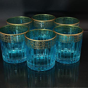 Artemisia - Drinkset (6) - Kristal, gouden zecchino - Whisky, Antiek en Kunst