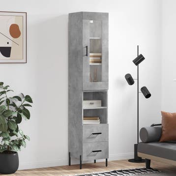 vidaXL buffetkast 34,5x34x180 cm bewerkt hout betongrijs, Huis en Inrichting, Kasten | Buffetkasten, Minder dan 50 cm, Verzenden