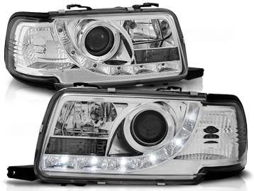 Koplampen Audi 80 B4 91-94 Devil Eyes DRL look chroom, Auto-onderdelen, Ophalen of Verzenden, Nieuw