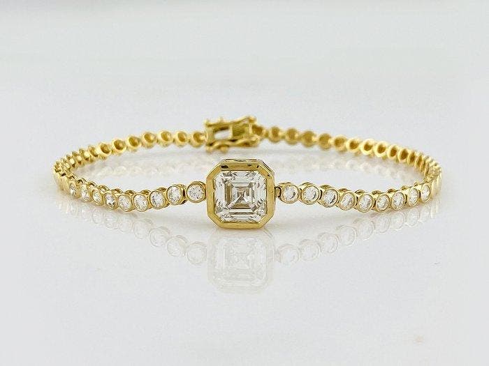 Armband - 14 karaat Geel goud - 3.05ct. tw. Diamant, Sieraden, Tassen en Uiterlijk, Armbanden