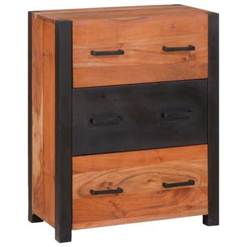 vidaXL Dressoir met lade Bruin 55 x 30 x 75 cm Massief, Verzenden, Nieuw, Overige houtsoorten, Minder dan 50 cm
