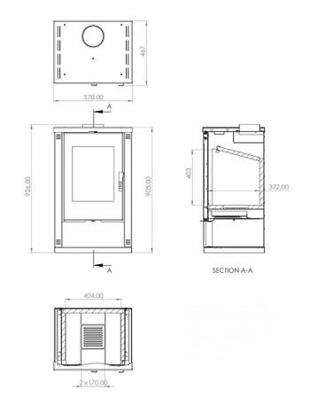 MaxxHome Moderne houtkachel - 9 kW - 57x47x93cm - Geschik..., Verzenden, Nieuw