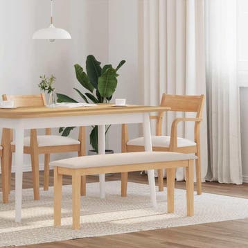 vidaXL Bank 110 cm massief hout rubber, Huis en Inrichting, Verzenden, Nieuw