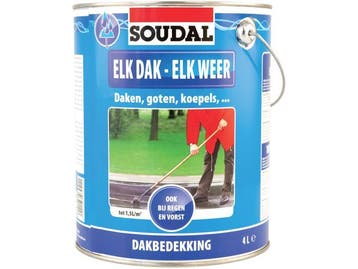 Soudal elk dak elk weer 4 l, zwart, blik, Verzenden, Nieuw