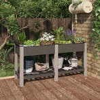 vidaXL Plantenbak verhoogd met schap 150x50x75 cm HKC grijs, 100 cm of meer, Verzenden, Nieuw, 60 cm of meer