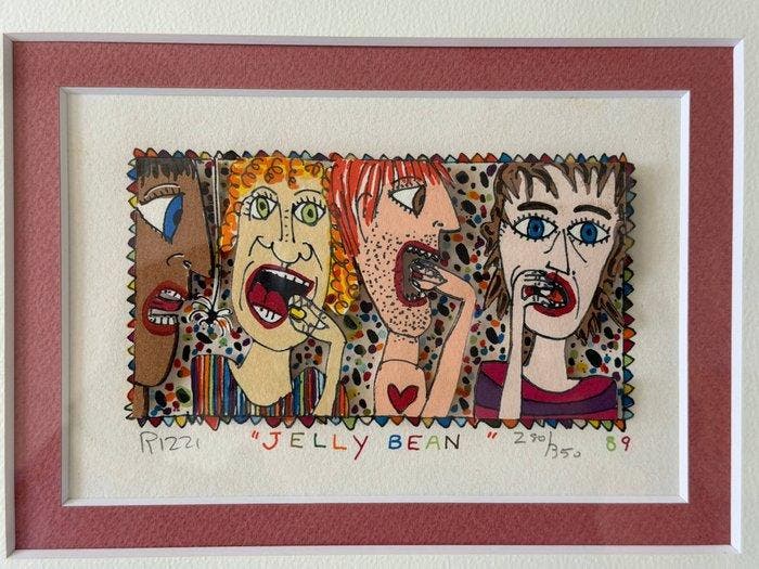 James Rizzi (1950-2011) - JELLY BEAN3D silkscreen, Antiek en Kunst, Kunst | Designobjecten