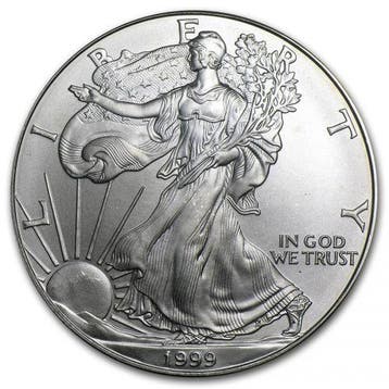 American Eagle 1 oz 1999 (7.408.549 oplage), Verzenden, Midden-Amerika, Losse munt, Zilver