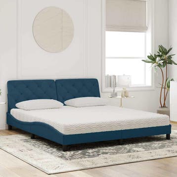 vidaXL Bed met matras fluweel blauw 180x200 cm, Eenpersoons, Nieuw, 80 cm, 200 cm