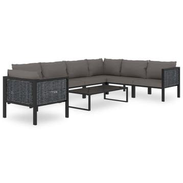 vidaXL 8-delige Loungeset met kussens poly rattan antraciet, Verzenden, Nieuw, Loungeset