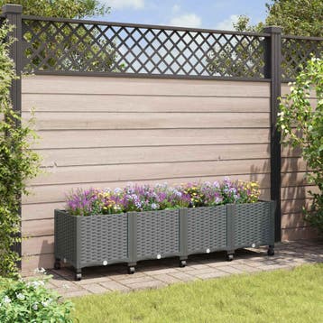 vidaXL Tuinschaal met wielen Lichtgrijs 160 x 40 x 44 cm PP, Verzenden, Nieuw, Minder dan 60 cm, 30 tot 60 cm