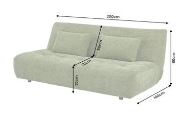 Slaapbank ELYPSE 200cm 3-zits chenille groen - 48663, Ophalen of Verzenden, Nieuw