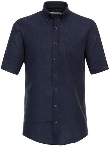 Casa Moda Blauw Linnen Overhemd Korte Mouw Button Down Boord, Verzenden, Nieuw, Blauw