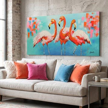 Monika Spiewak - Flamingos - Oil Painting Stretched On The