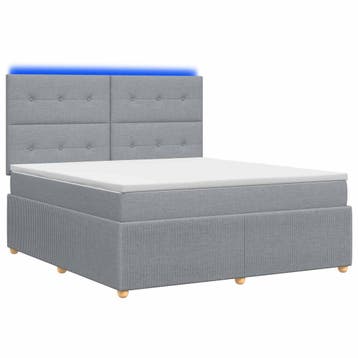 vidaXL LED Boxspring Bed met Matras Lichtgrijs 140 x 200 cm, Verzenden, Nieuw, Stof