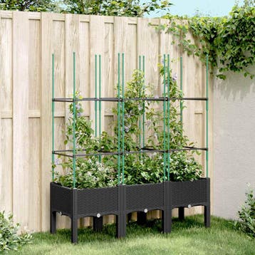 vidaXL Plantenbak met latwerk 120x40x142,5 cm polypropeen, Verzenden, Nieuw, Kunststof