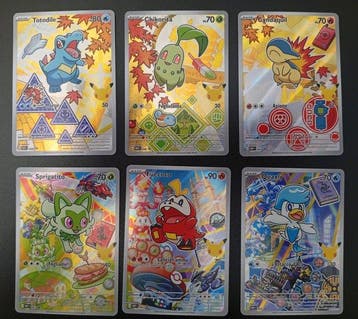 Pokémon - 6 Card - Totodile, Chikorita, Cyndaquil, altro, Nieuw