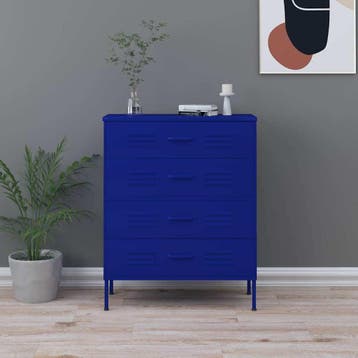 vidaXL Ladekast 80x35x101,5 cm staal marineblauw, Kinderen en Baby's, Kinderkamer | Commodes en Kasten, Verzenden, Nieuw