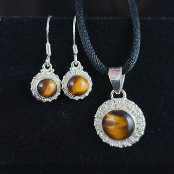 Zilver - 2-delige sieradenset - tijgeroog, Verzamelen