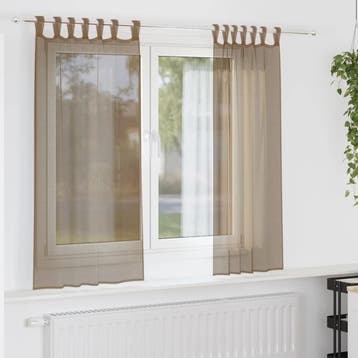 vidaXL Gordijnen voile met lussen 2 st 140x140 cm lichtbruin, Verzenden, Nieuw, Bruin