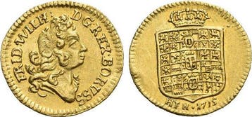 Goud-1/4 Dukat 1715 Brandenburg-Preussen Pruisen Friedric..., Verzenden