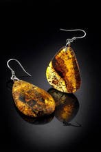 Barnsteen - Baltic Amber Drop Earrings – Transparent Gold