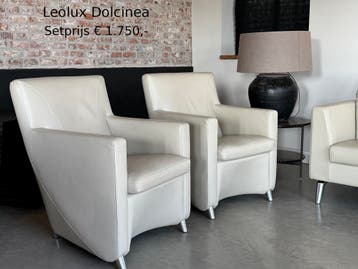 Als nieuw: Leolux / Évidence Dolcinea lederen fauteuils (SeT, Verzenden, Leolux , Leer, Zo goed als nieuw