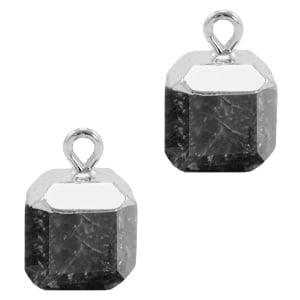 1 x Natuursteen hangers square Anthracite-silver Shimmer..., Ophalen of Verzenden, Nieuw, Bedel