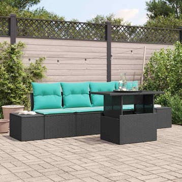 vidaXL Tuin Sofa Set 5 st 4-Aantal zitplaatsen Zwart en, Tuin en Terras, Verzenden, Nieuw, 5 zitplaatsen