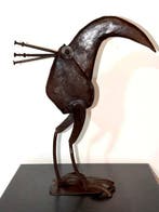 sculptuur, Oiseau à crête en métal vernis - 34 cm - Fer