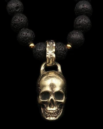 Memento Mori en Lava-steen – Spirituele schedelwachter –