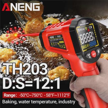 ANENG TH203 Infrarood Thermometer -50°C tot 600°C Contactloz, Verzenden, Nieuw