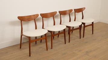 4 x eetkamerstoel | Teak | Opnieuw gestoffeerd, Ophalen of Verzenden, Nieuw