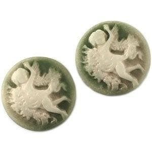 2 x Camee rond Donker groen / parelmoer Special Edition 20mm, Ophalen of Verzenden, Nieuw, Overige typen